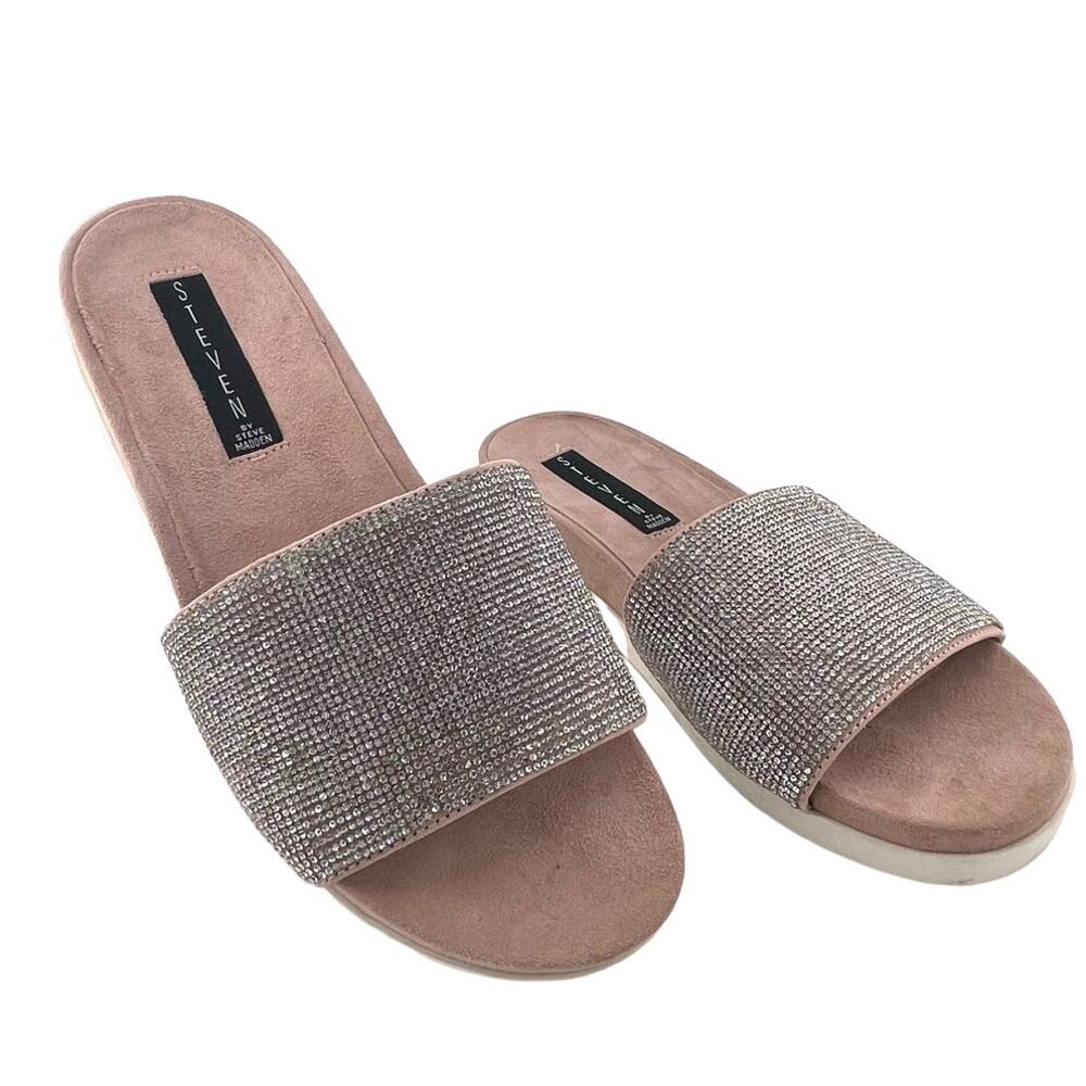 Steven by Steve Madden Saunders Rhinestone Slip On Sandals Size 8.5M